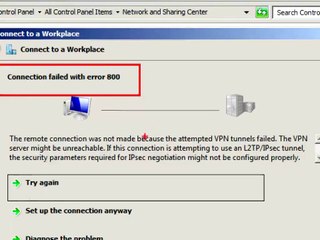 Remote VPN, error 800