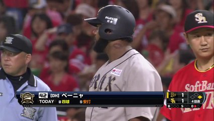 【プロ野球パ】今度は相手ミスを活かしペーニャの一打で同点！  2014 07 26 H-Bs