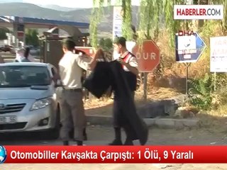 Otomobiller Kavşakta Çarpıştı: 1 Ölü, 9 Yaralı