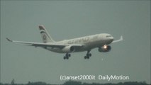 Fankfurt Airport Spotting. Airbus A330 Etihad Landing in the Rain   Other Planes