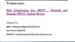 Bird Construction Inc. (BDT) - Financial and Strategic SWOT Anal