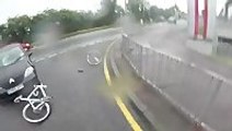 Car drives right into cyclist