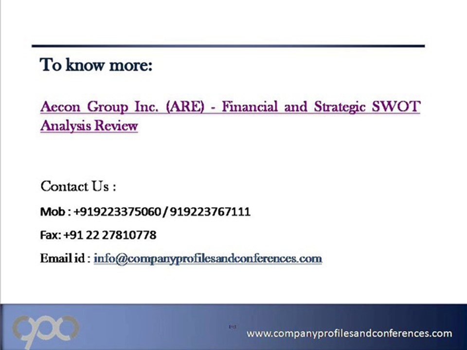 Aecon Group Inc. (ARE) - Financial and Strategic SWOT Analysis R