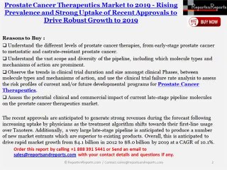2019 Prostate Cancer Therapeutics Market - Rising Prevalence and Robust Growth