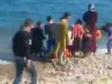 Algerie un dauphin joue avec des enfants sur une plage