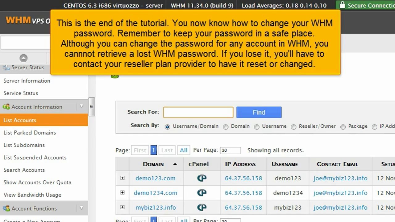 How to change your WHM password