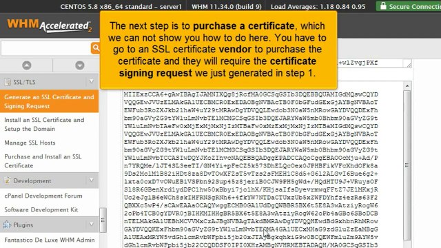 Generating and installing SSL certificates in WHM