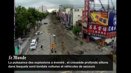 Download Video: Les dégats dus à l'explosion à Taiwan vus par un drone