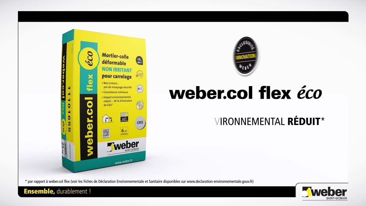 weber.col flex éco, le mortier-colle déformable NON IRRITANT Weber