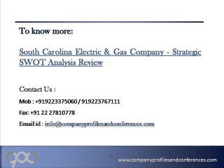 South Carolina Electric & Gas Company - Strategic SWOT Analysis