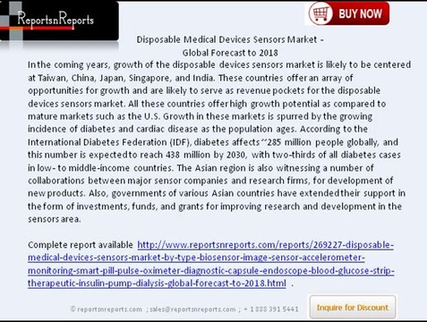 Global Disposable Devices Sensors Industry by Diagnostic & Therapeutic - Forecast to 2019