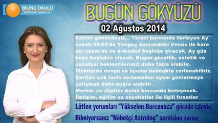 BALIK Burcu, GÜNLÜK Astroloji Yorumu 02 Ağustos 2014, Astrolog DEMET BALTACI Bilinç Okulu