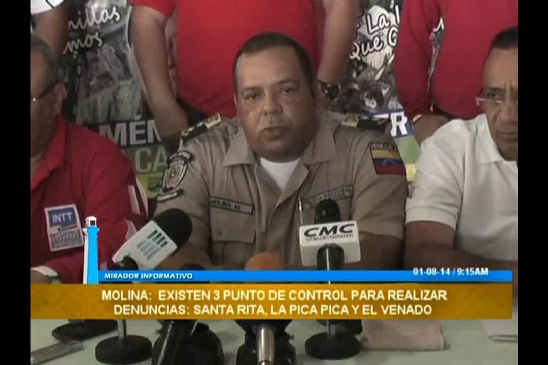 Santa Rita, La Pica Pica y El Venda serán 3 puntos de control para efectuar denuncias: C/A Marcos Molina
