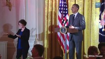 Special Olympian Gives Obama Hug During Speech