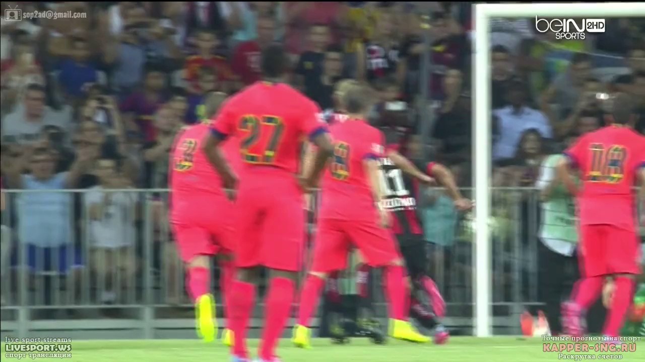 D.Cvitanich goal (OGC Nice 1-0 FC Barcelona) HD