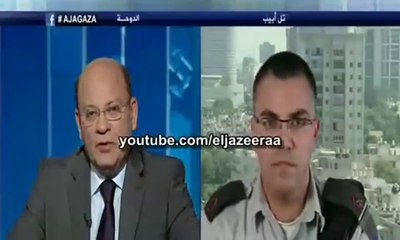 الغريبي مذيع الجزيرة يغسل افيخاى ادرعى بعد ما قال قادة حماس مستخبيين تحت الارض ويرد: ولكنهم يقضوا مضاجعكم
