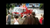 Crazy Fire Truck driving through flood