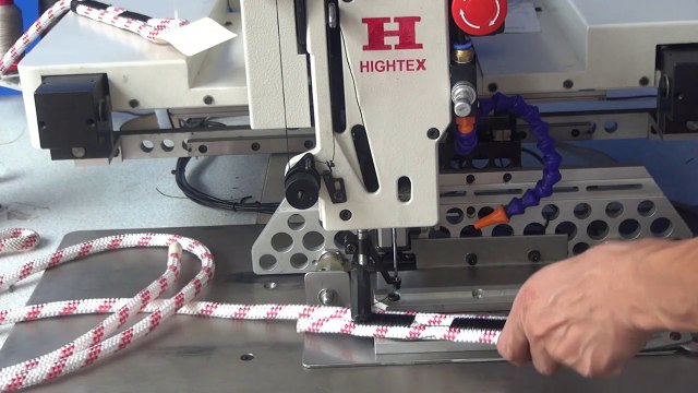 Sewing machine to make sewn eye for static kernmantle ropes