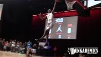 High school star dunks from the free throw line
