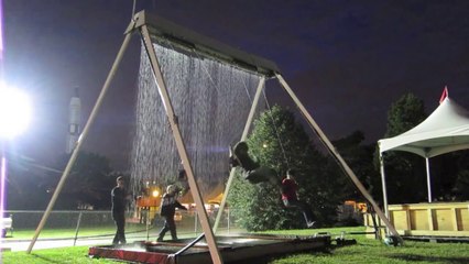 Amazing Swing with a Waterfall