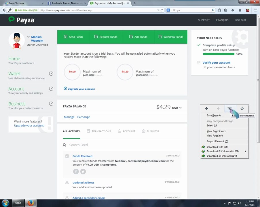 Neatclix proved to be scam, I didn't receive payment!