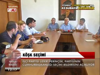 Doğu Perinçek, İşçi Partisi'nin seçim bildirisini açıklıyor.