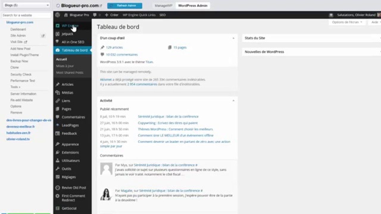 Gérez vos Blogs Wordpress avec Manage WP