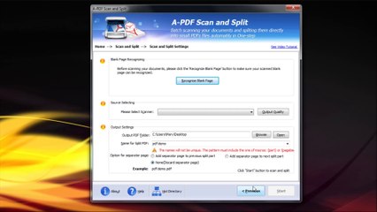 Split Larger PDF file based on blank page by using A-PDF Scan and Split