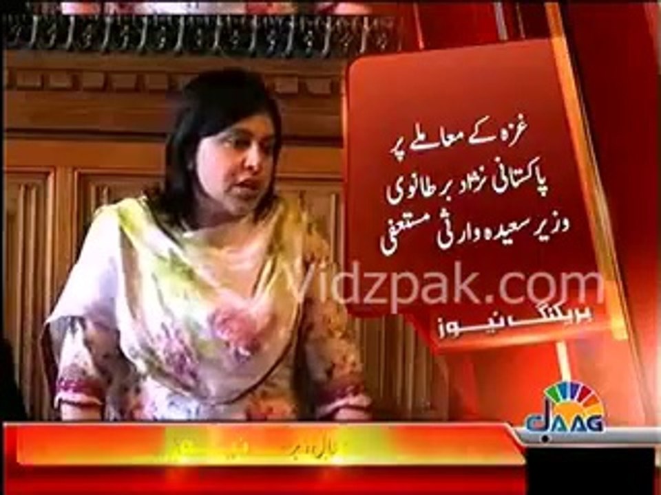 British Pakistani Minister Saeeda Warsi resigns from govt, says cannot support British policy on Gaza