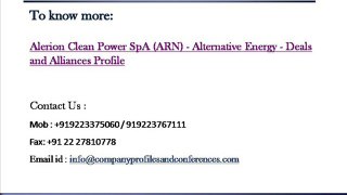 Alerion Clean Power SpA (ARN) - Alternative Energy