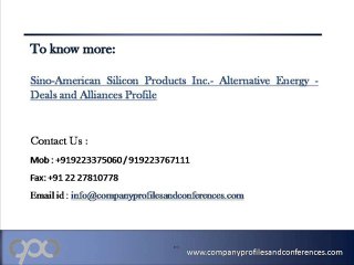 Sino-American Silicon Products Inc. - Alternative Energy - Deals