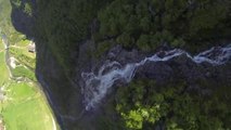 Speedflying from 3,642 foot cliff, over a watefall!