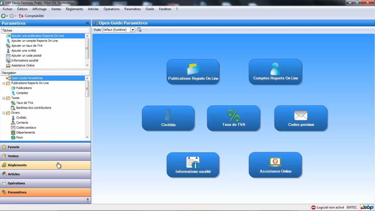 EBP Facturation Pratic 2014 : Ergonomie et navigation