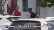 Hernane aparece no Ninho do Urubu e se despede de amigos