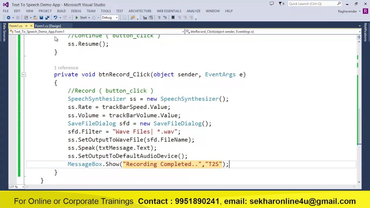 Text to speech application using C#