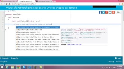 Bing code search plugin for C# in VS.NET 2013