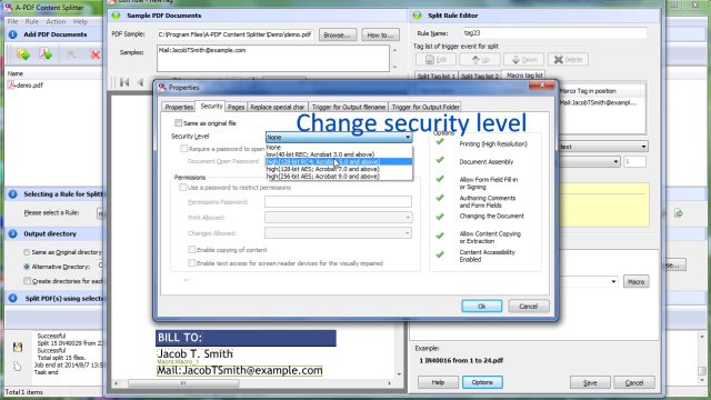 add password to protect PDF files with A-PDF Content Splitter