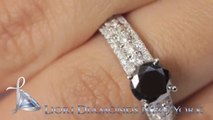 2.02 Carat Certified Natural Black Diamond Engagement Ring 14k White Gold