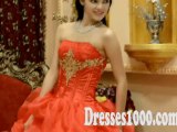 Elegant Red Strapless Quinceanera Dress with Ruffles and Golden Embroidery