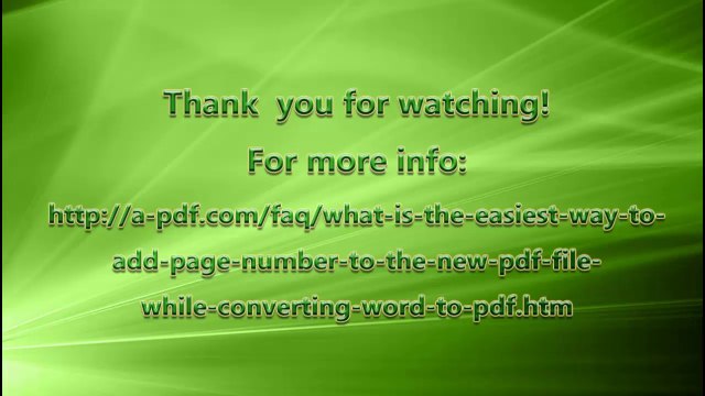 Can you tell me the easiest way to add page number to PDF file generated from MS Word