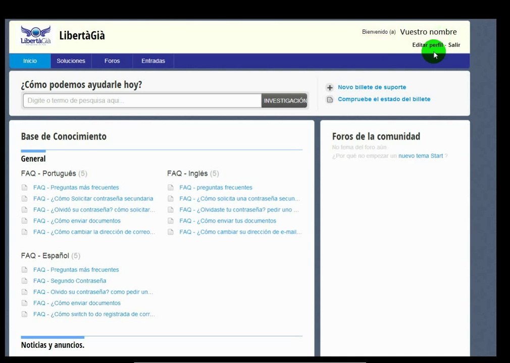 Como poner ticket al soporte tecnico de Libertagia