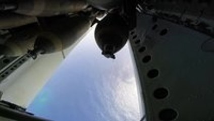 B-52 dropping ordinance from inside the bomb bay