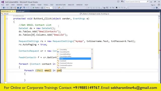 Importing Gmail Contacts using ASP.NET with C#