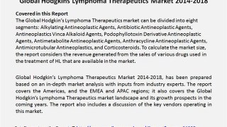 Global Hodgkins Lymphoma Therapeutics Market 2014-2018