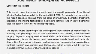 Global Medical Technologies Market 2014-2018