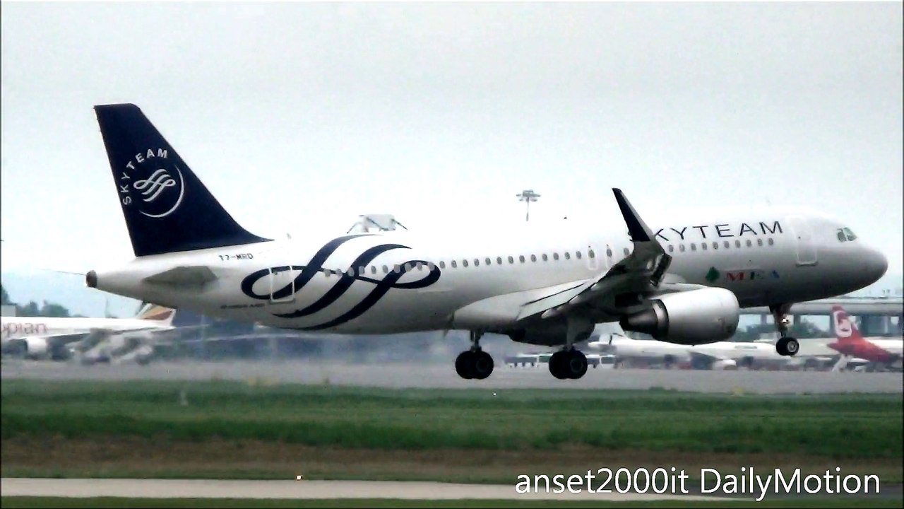 Airbus A320 Middle East Airlines, Air Liban. Landing and Takeoff, Milan Malpensa Airport. Plane Spotting
