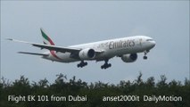 Emirates Airlines Boeing 777, Landing and Takeoff at Milan Malpensa Airport. Plane Spotting