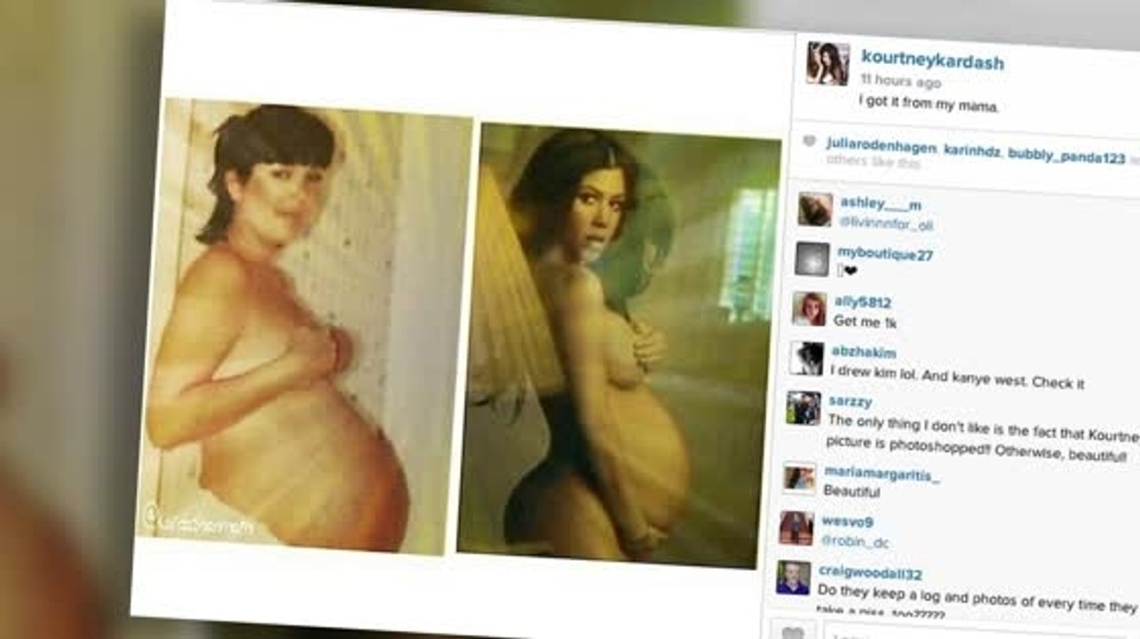 Kourtney Kardashian postet ein schwangeres Nacktblid