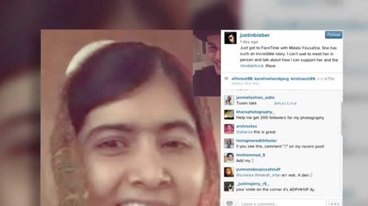 Justin Bieber sprach mit Malala Yousafzai via Facetime