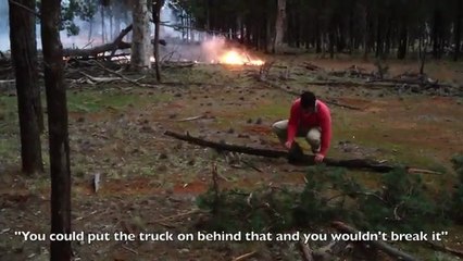 Stupid Guy Splitting Wood For A Bonfire